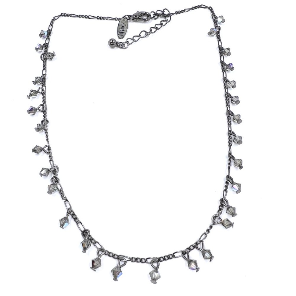 NWOT - NY & CO - Gunmetal Tone Chain Gray Dangle Beaded 14” Choker